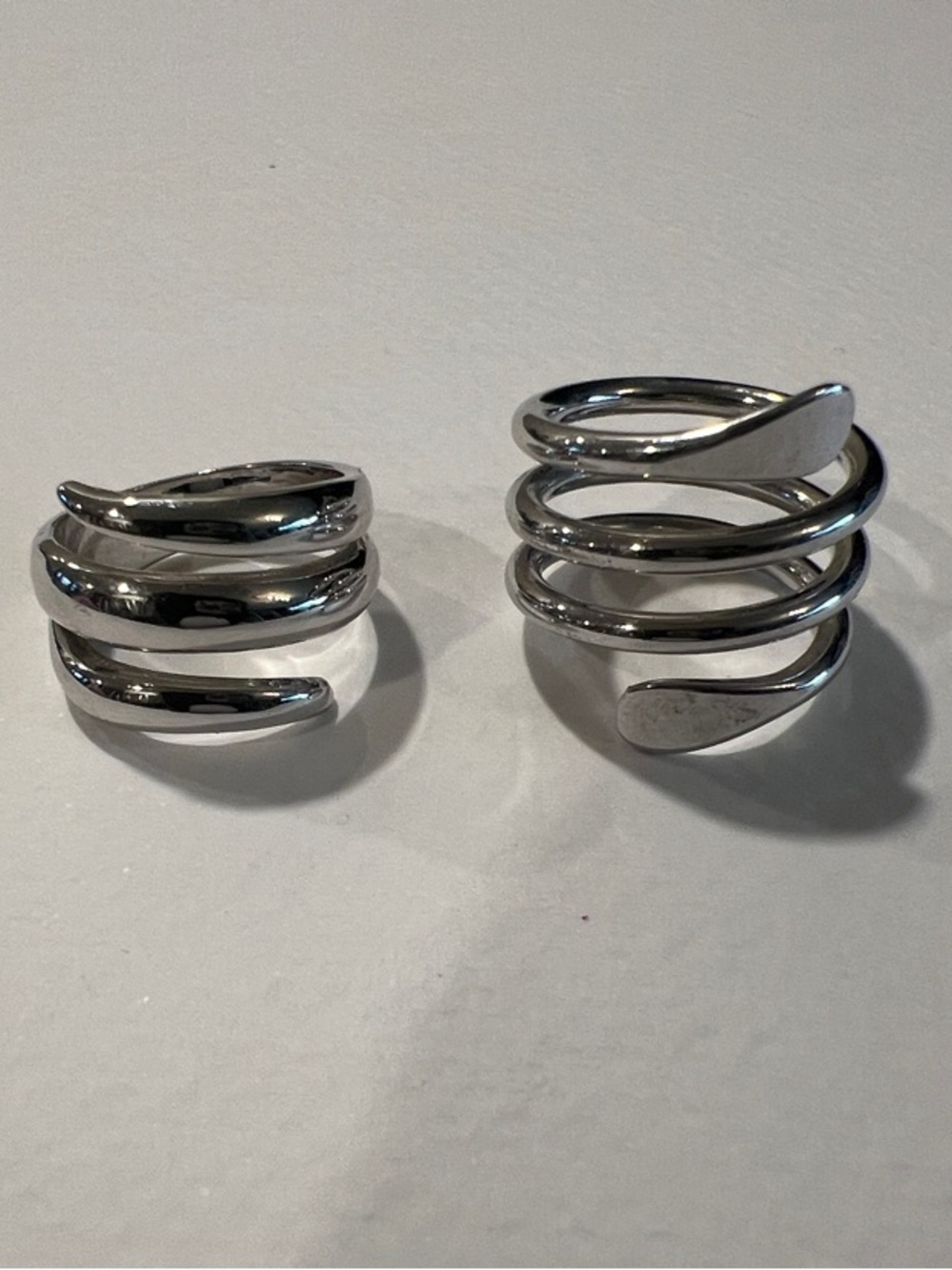Sleek Stainless Steel Spiral Statement Rings - Set of 2